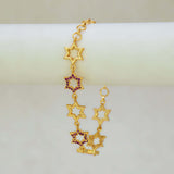 Gold Plated Star Design Ruby Stone Bracelet