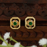 Shimmering Gold-Plated Rectangular CZ Stone Studs