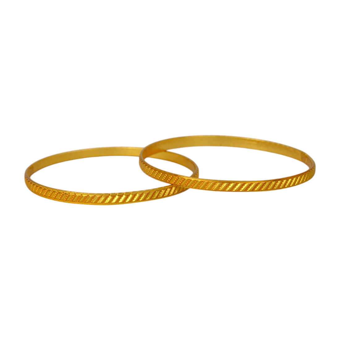 Stylish Matte Gold Plated Textured Designer Bangles showcasing diagonal texturing and a matte finish.