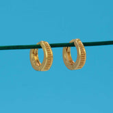 Gold Plated Textured Hoop Earrings