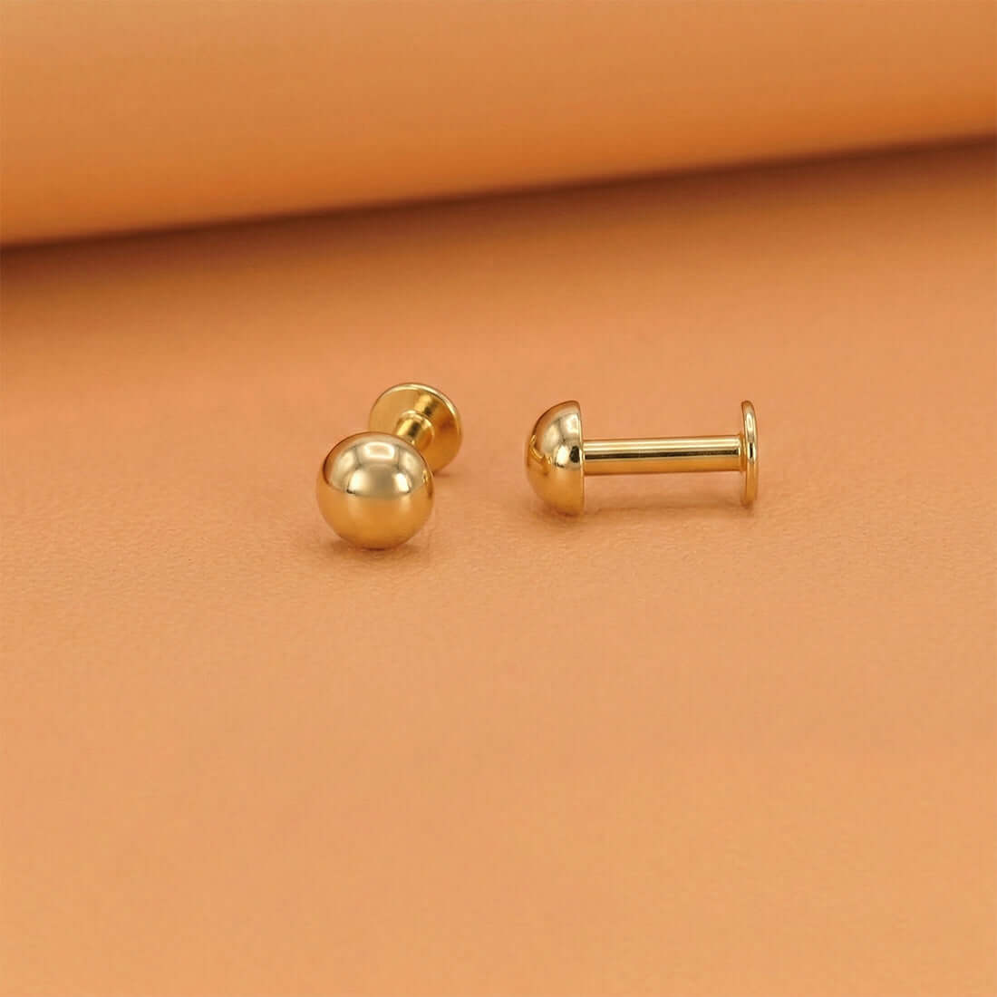 Gold Plated Tiny Button Stud Earrings Med