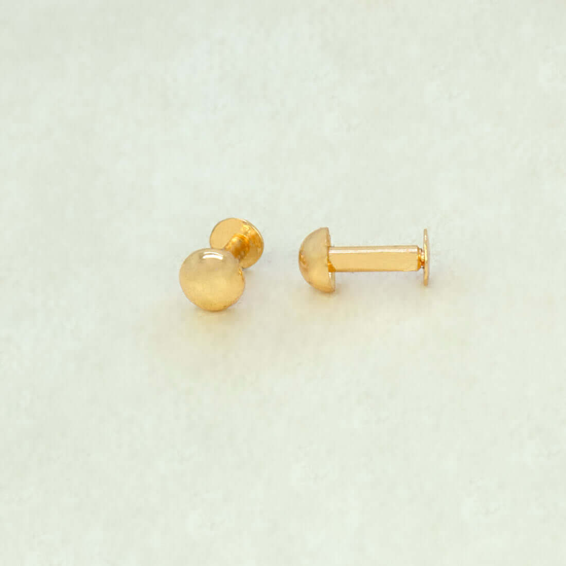 Gold Plated Tiny Button Stud Earrings Med
