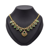 Gold-Plated-Traditional-Indian-Green-Palakka-Necklace-5 Stones