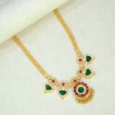 Gold Plated Double Palakka Necklace Dark Green