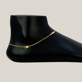 Gold-Plated Two Tone Kilukkam Bead Chain Anklet