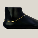 Gold-Plated Two Tone Kilukkam Bead Chain Anklet