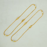 Gold-Plated Two Tone Kilukkam Bead Chain Anklet