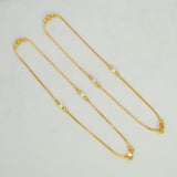 Gold-Plated Two Tone Kilukkam Bead Chain Anklet