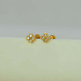 Gold-Plated Four-Petal CZ Flower Nose /Second Stud
