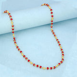 Gold-Plated Red Crystal Beaded Chain