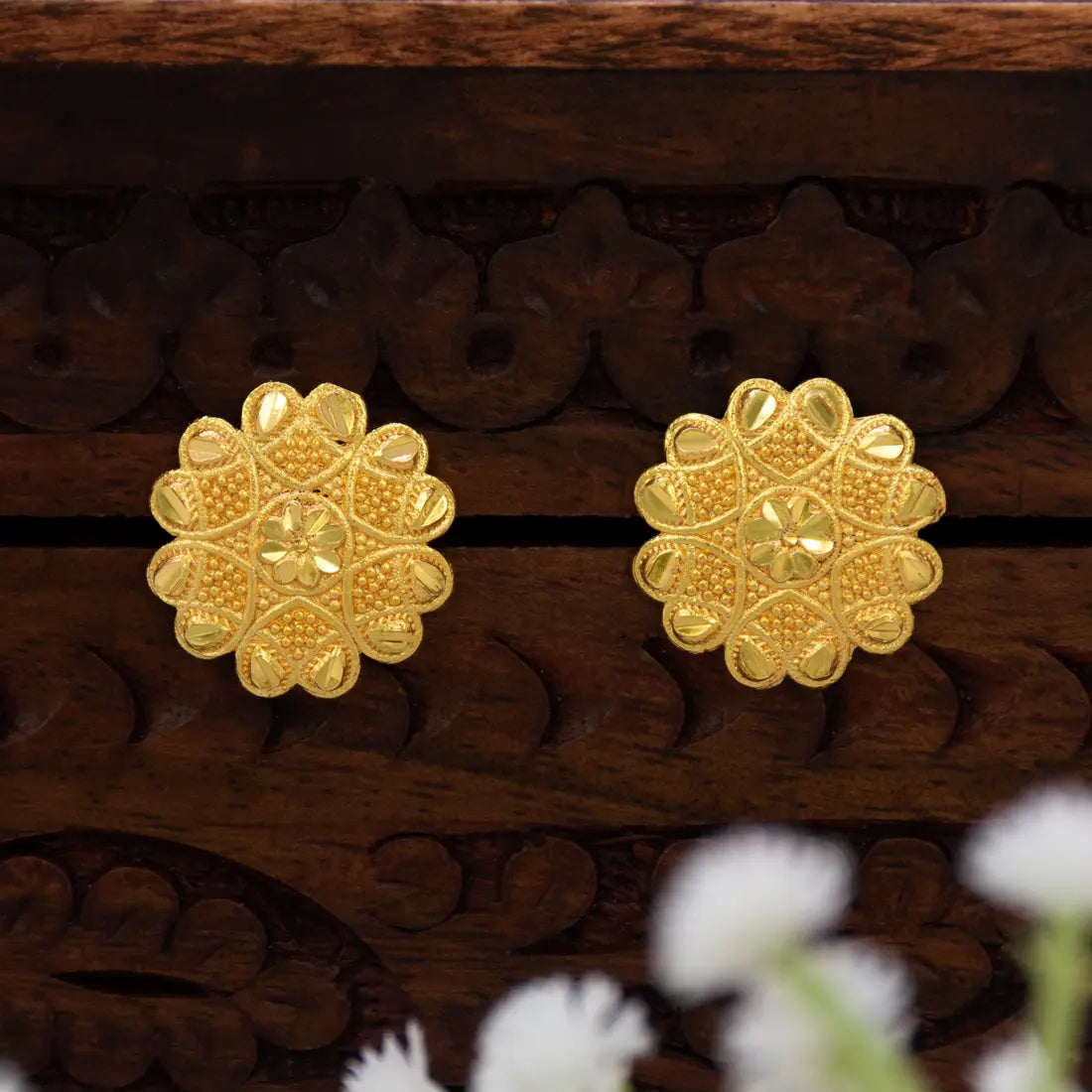 Gold-Plated Cluster Stud Earrings