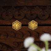 Gold-Plated Filigree Flower Stud Earrings