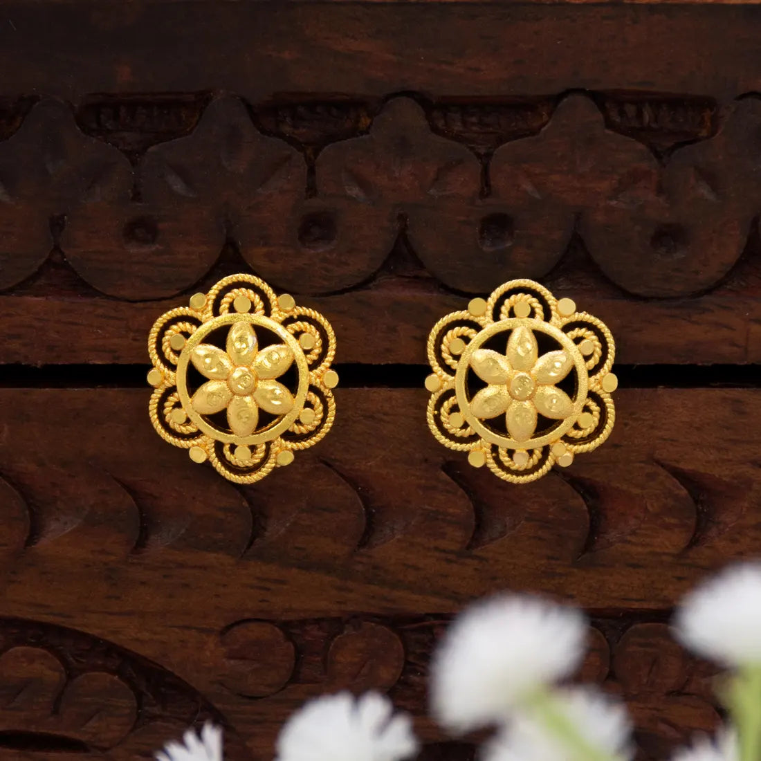 Gold-Plated Filigree Stud Earrings