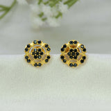 Gold-Plated Floral Stone Stud Earrings