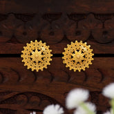 Gold-Plated Granule Filigree Stud Earrings