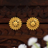 Gold-Plated Granule Filigree Stud Earrings