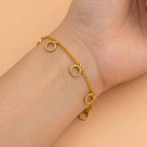 Gold-Plated Hanging Circular Charms Bracelet