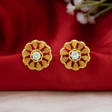 Gold-Plated LCT Stone Floral Stud Earrings