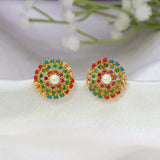 Gold-Plated Multicolour Stone Stud Earrings