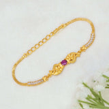 Gold-Plated Ruby Baguette CZ Stone Peacock Bracelet