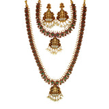 पारंपरिक मैट गोल्ड प्लेटेड लक्ष्मी ब्राइडल ज्वेलरी सेट