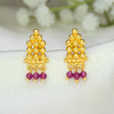 Gold Plated Crystal Hanging Beaded Studs
