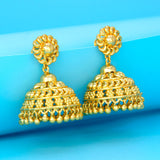 Gold Plated Big Floral Design Umbrella Jhumka Earrings