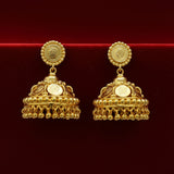 Gold plated ethnic coin kasu umbrella jumkas earrings