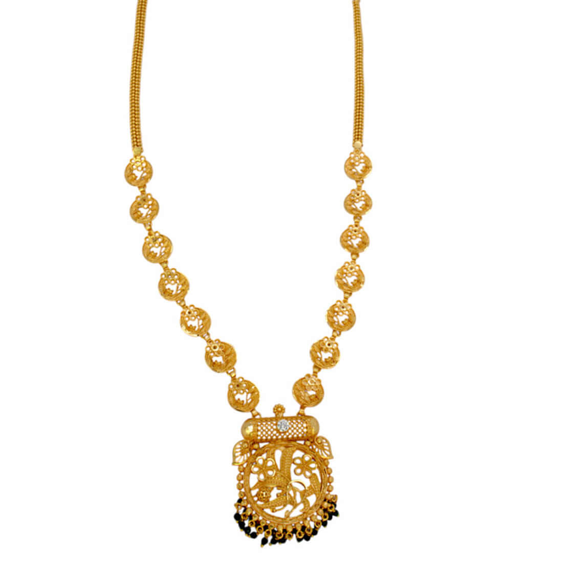 Gold plated green floral classic cz pendant long chain