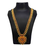 Gold-plated-ruby-mango-heart-pendant-long-necklace