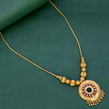 Gold plated ruby stone designer green enamel pendant necklaces