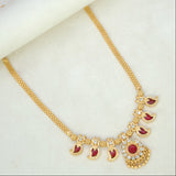 Traditional Mango Necklace- 3 Stone- Red
