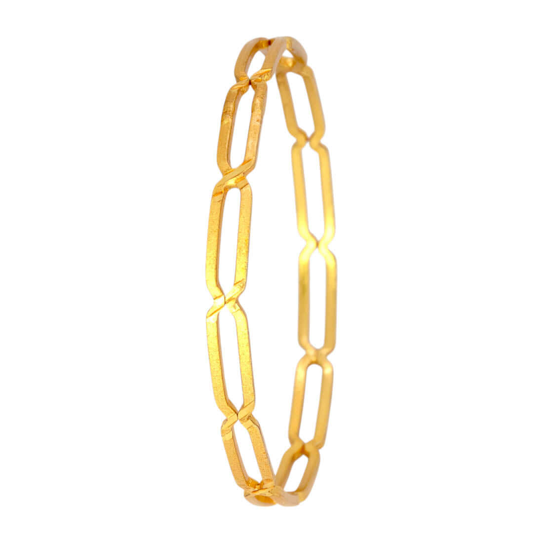 Elegant Gold Plated Link Design Plain Bangle showcasing a stylish square link pattern for women.