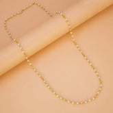 Gold Plated Pearl Mala Chain featuring shiny pearl beads and delicate gold accents for an elegant look.