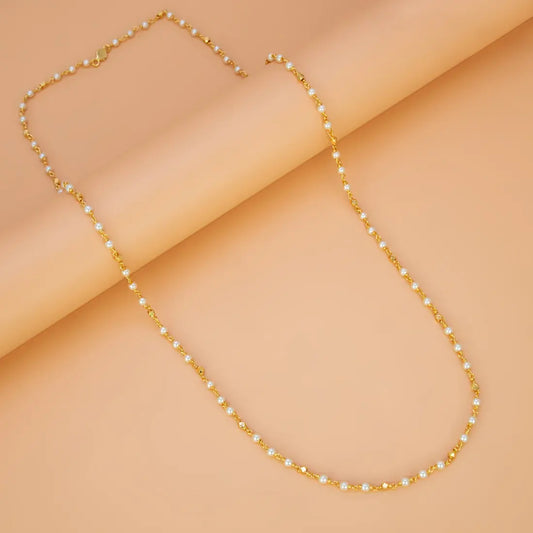 Gold Plated Pearl Mala Chain