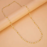 Gold Plated Pearl Mala Chain featuring shiny pearl beads and delicate gold accents for an elegant look.