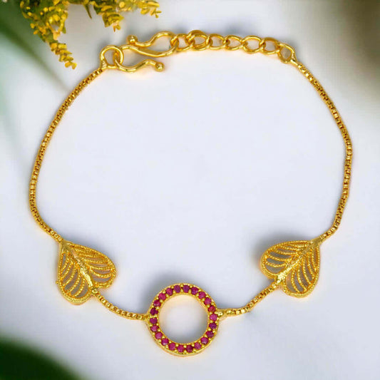 Ruby Stone Heart Love Bracelet