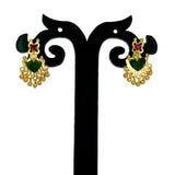 Gold Plated Beads Dangling Green Palakka Studs-1