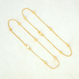 Gold Plated Designer Beads Thin Box Chain Anklets