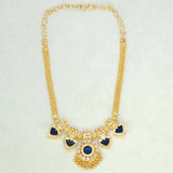 Gold Plated Double Palakka Necklace Navy Blue