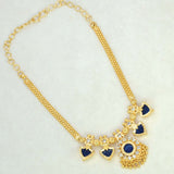 Gold Plated Double Palakka Necklace Navy Blue