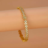 Elegant Gold Plated Floral Semi-precious Stone Bangle