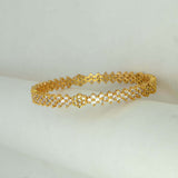 Elegant Gold Plated Floral Semi-precious Stone Bangle
