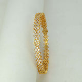 Elegant Gold Plated Floral Semi-precious Stone Bangle