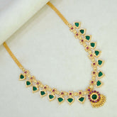 Gold-Plated-Traditional-Indian-Green-Palakka-Necklace-8 Stones