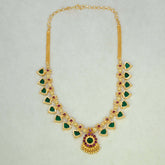 Gold-Plated-Traditional-Indian-Green-Palakka-Necklace-8 Stones