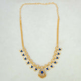 Kerala Traditional Gold Plated Mango Necklace - 6 Stones - Blue