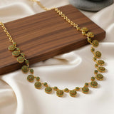 Graceful Gold Plated Round Semi-Precious Stone Necklace