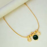 Green Enamel Gold Plated Lakshmi Kasu Necklace