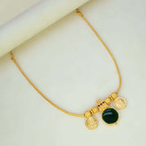 Green Enamel Gold Plated Lakshmi Kasu Necklace